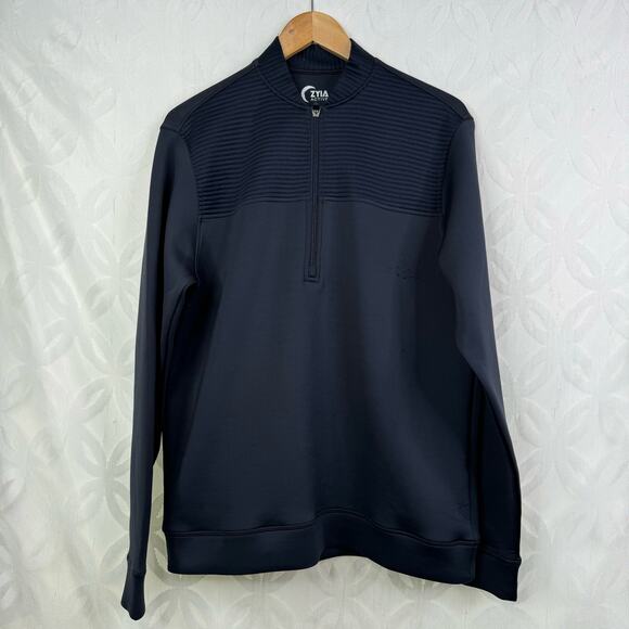 Zyia Mens Active Clubhouse Golf 1/4 Zip Navy Pullover Size M - Picture 8 of 12